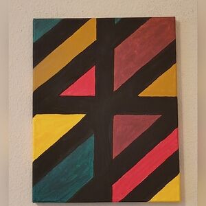 Handpainted Geometric Abstract Acrylic Painting On Canvas Home Decor Gift 11x14